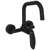 KA-MB-3143 Single Lever Sink Mixer With Swinging Spout With Connecting Legs With Wall Flange (Wall Mounted Model) (Matt Black)