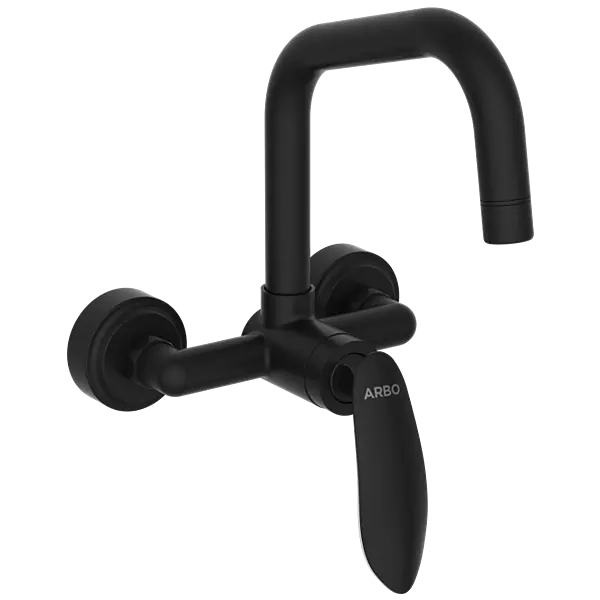 KA-MB-3143 Single Lever Sink Mixer With Swinging Spout With Connecting Legs With Wall Flange (Wall Mounted Model) (Matt Black)