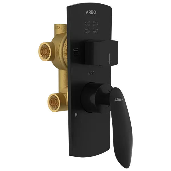 KA-MB-3153 2 Inlet 3 Outlet High Flow Diverter Body With Upper Part Set (Matt Black)