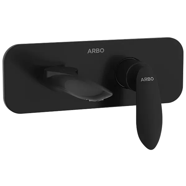 KA-MB-3167 Exposed Part Kit For Single Lever Basin Mixer Wall Mounted With Consisting Of Operative Lever, Basin Spout & Wall Flange (Matt Black)