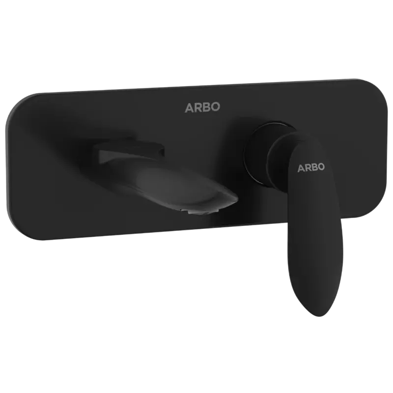 KA-MB-3167 Exposed Part Kit For Single Lever Basin Mixer Wall Mounted With Consisting Of Operative Lever, Basin Spout & Wall Flange (Matt Black)