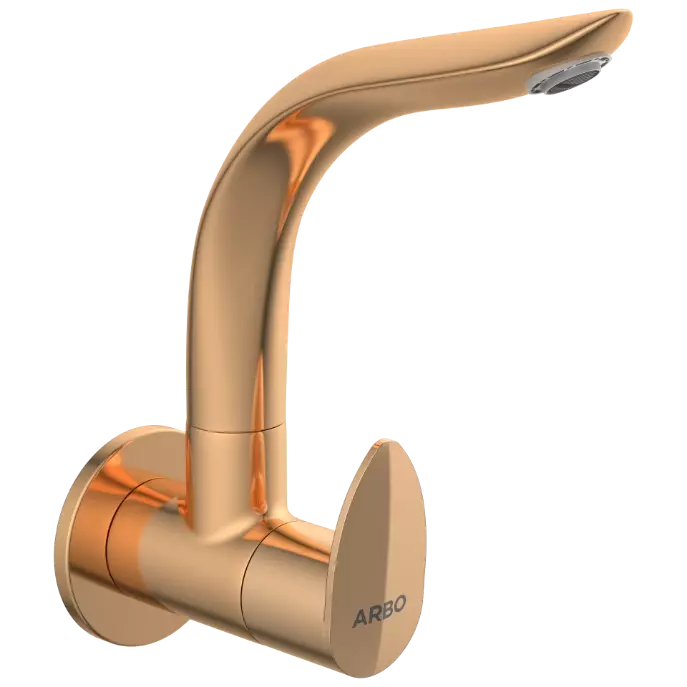 KA-RG-3108 Sink Cock With Swinging Spout With Wall Flange (Wall Mounted Model) (Rose Gold)