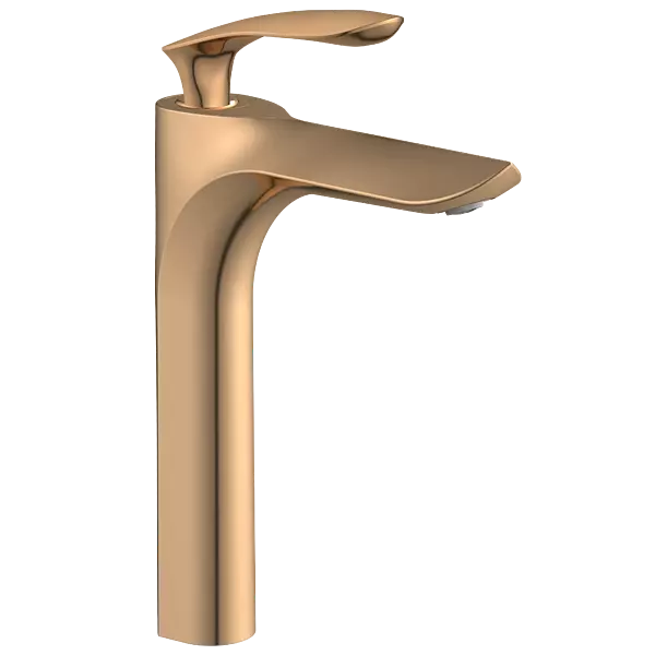 KA-RG-3128 Single Lever Tall Basin Mixer With Braided Hoses (Table Mounted Model) (Rose Gold)