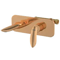 KA-RG-3129 Concealed Body For Single Lever Basin Mixer Wall Mounted With Exposed Part Kit, Consisting Of Operative Lever, Basin Spout & Wall Flange (Rose Gold)