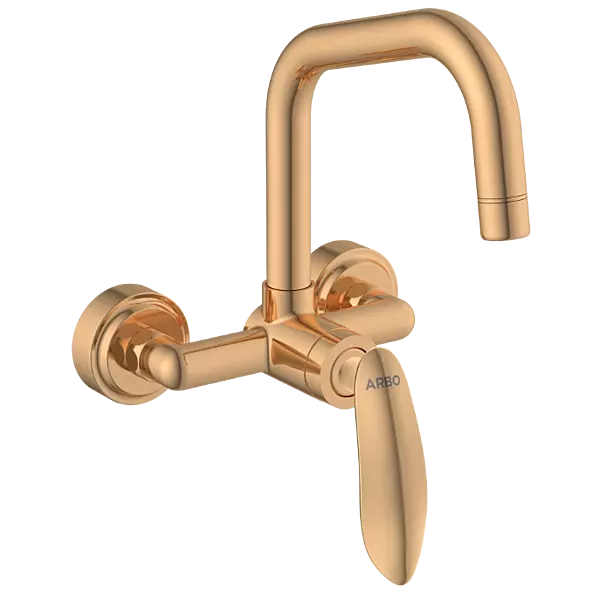 KA-RG-3143 Single Lever Sink Mixer With Swinging Spout With Connecting Legs With Wall Flange (Wall Mounted Model) (Rose Gold)