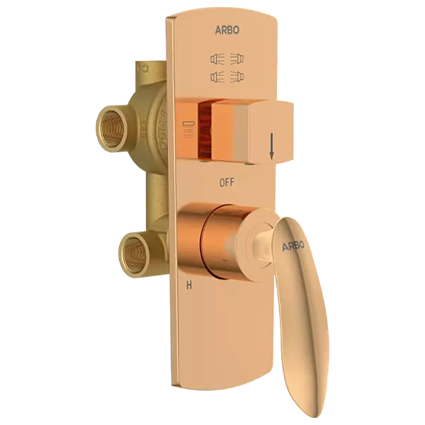 KA-RG-3153 2 Inlet 3 Outlet High Flow Diverter Body With Upper Part Set (Rose Gold)