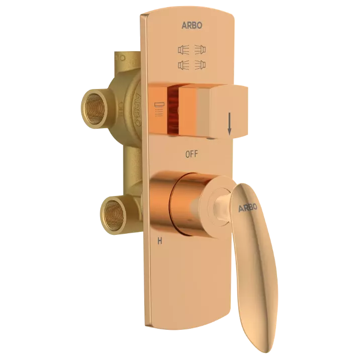 KA-RG-3153 2 Inlet 3 Outlet High Flow Diverter Body With Upper Part Set (Rose Gold)