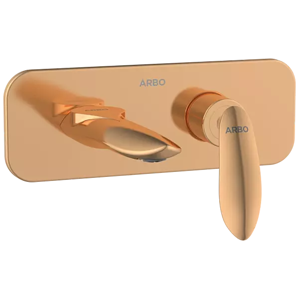 KA-RG-3167 Exposed Part Kit For Single Lever Basin Mixer Wall Mounted With Consisting Of Operative Lever, Basin Spout & Wall Flange (Rose Gold)