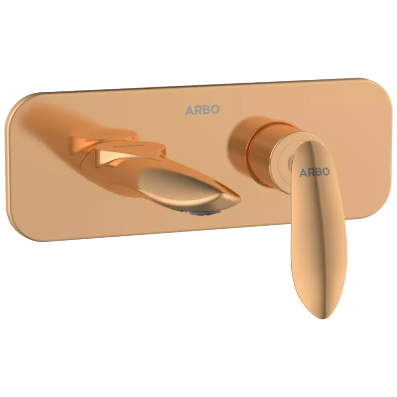 KA-RG-3167 Exposed Part Kit For Single Lever Basin Mixer Wall Mounted With Consisting Of Operative Lever, Basin Spout & Wall Flange (Rose Gold)