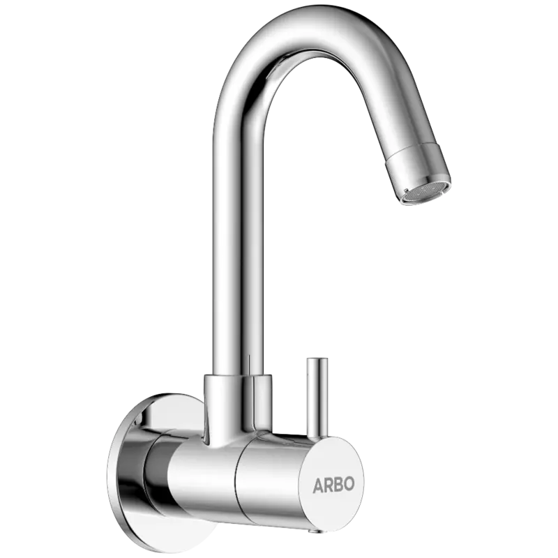 LX-1308 Sink Cock With Swinging Spout With Wall Flange (Wall Mounted Model)