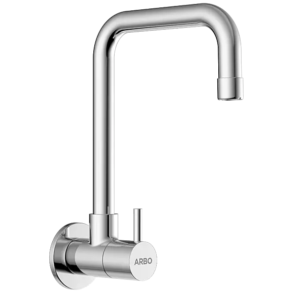 LX-1309 Sink Cock With Long Swinging Spout With Wall Flange (Wall Mounted Model)