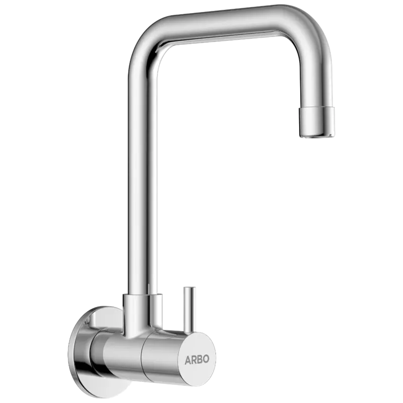 LX-1309 Sink Cock With Long Swinging Spout With Wall Flange (Wall Mounted Model)