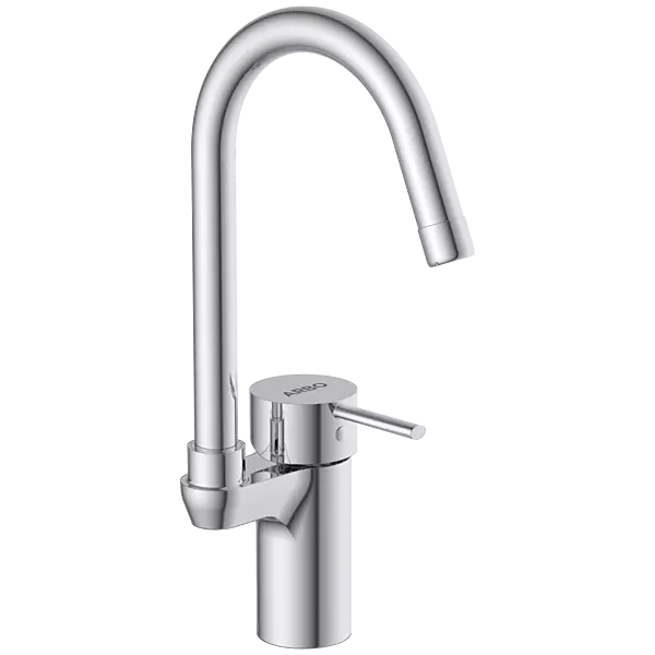 LX-1342 Single Lever Basin Mixer With Swinging Spout With Braided Hoses (Table Mounted Model)