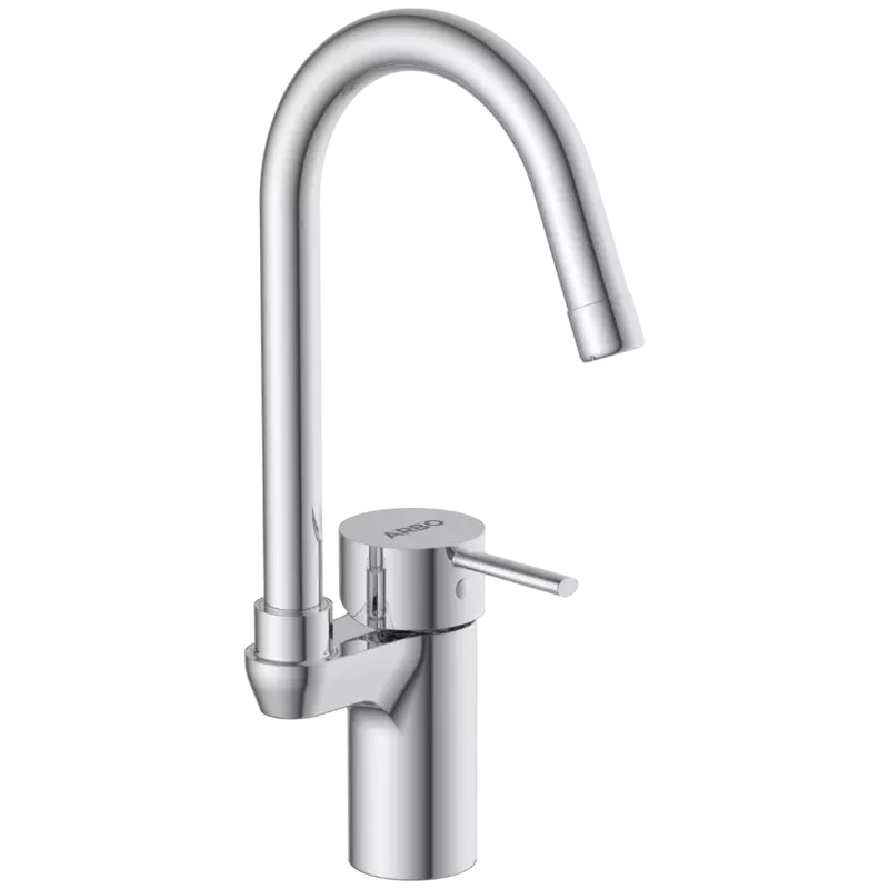LX-1342 Single Lever Basin Mixer With Swinging Spout With Braided Hoses (Table Mounted Model)