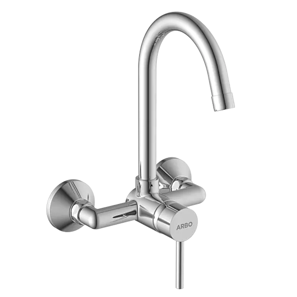 LX-1343 Single Lever Sink Mixer With Swinging Spout With Connecting Legs With Wall Flange (Wall Mounted Model)
