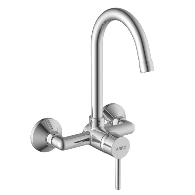 LX-1343 Single Lever Sink Mixer With Swinging Spout With Connecting Legs With Wall Flange (Wall Mounted Model)