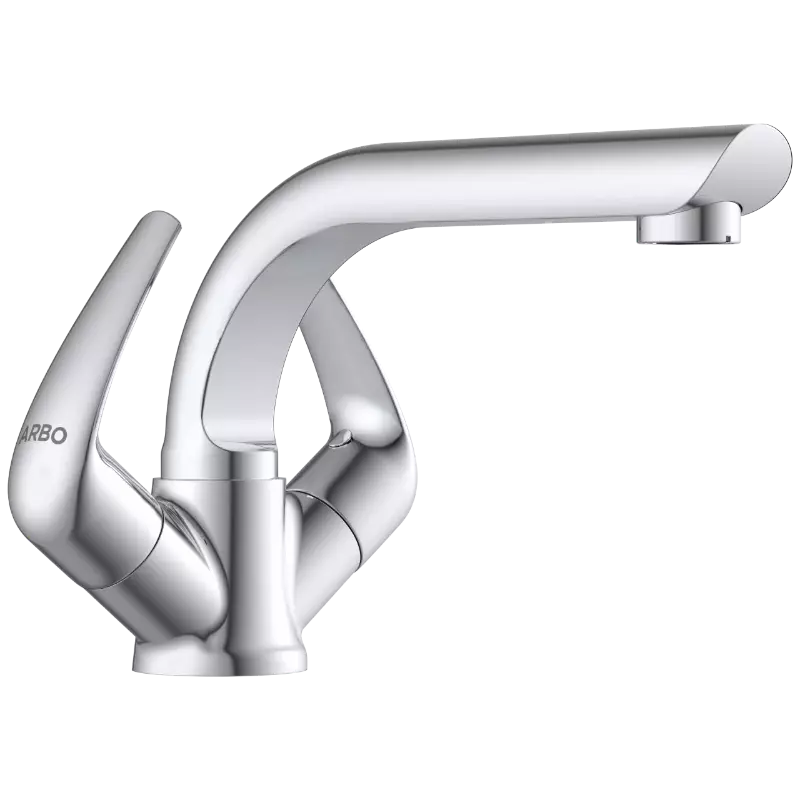 CM-2515 Center Hole Basin Mixer With Swinging Spout With Braided Hoses (Table Mounted Model)
