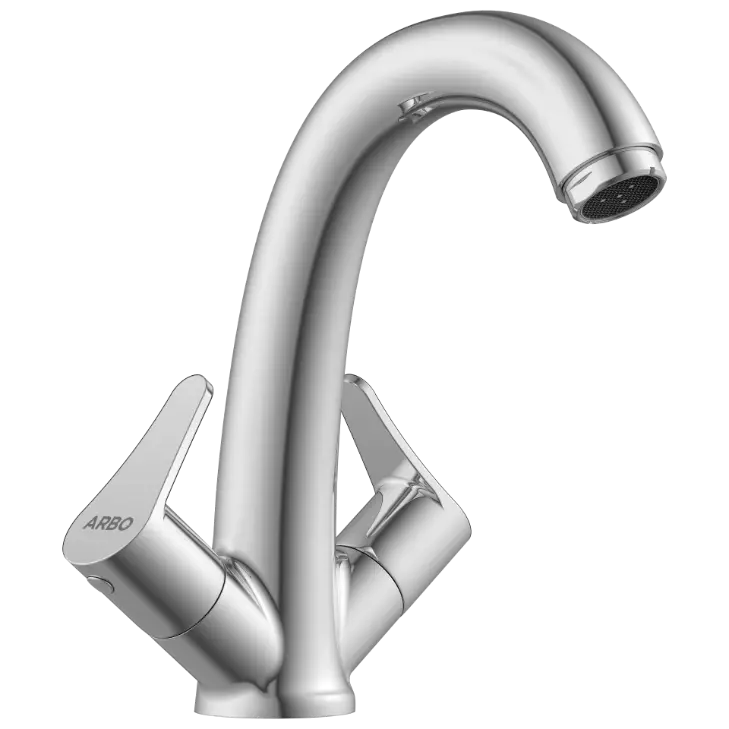 PR-2115 Center Hole Basin Mixer With Braided Hoses (Table Mounted Model)