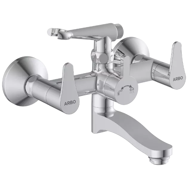 PR-2121 Wall Mixer 2 In 1 With Crutch, Connecting Legs With Wall Flange