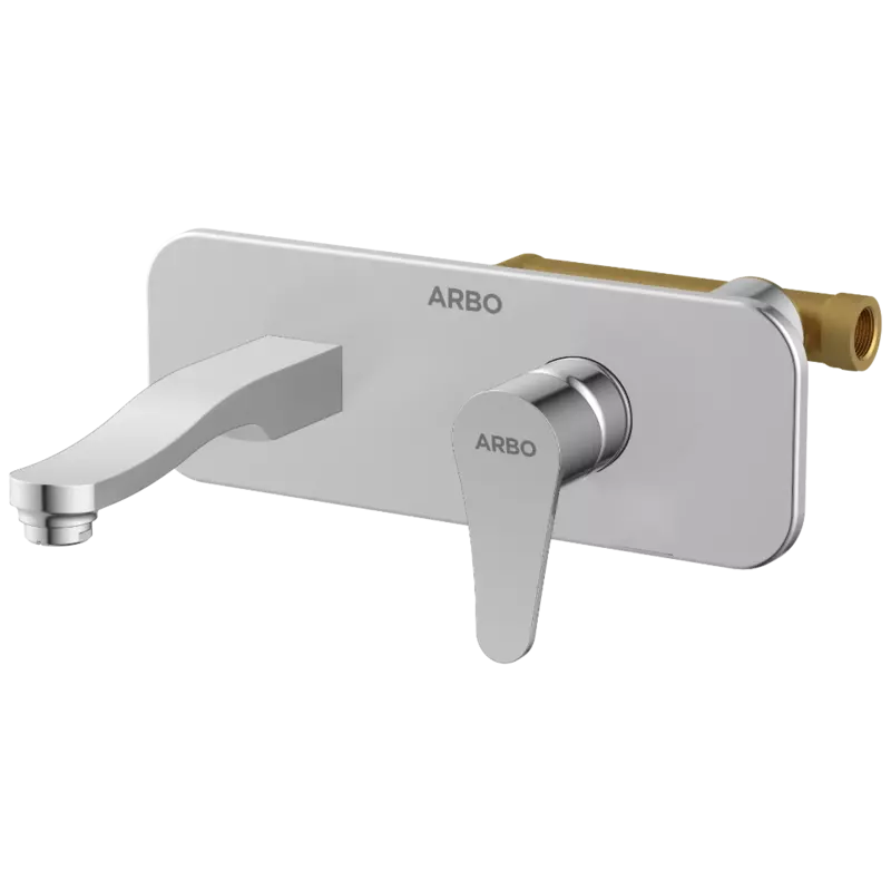PR-2129 Concealed Body For Single Lever Basin Mixer Wall Mounted With Exposed Part Kit, Consisting Of Operative Lever, Basin Spout & Wall Flange