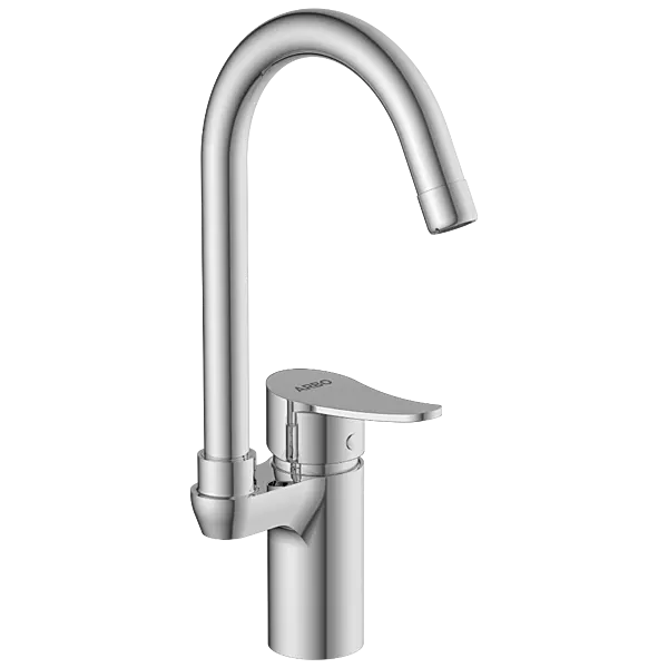 PR-2142 Single Lever Basin Mixer With Swinging Spout With Braided Hoses (Table Mounted Model)