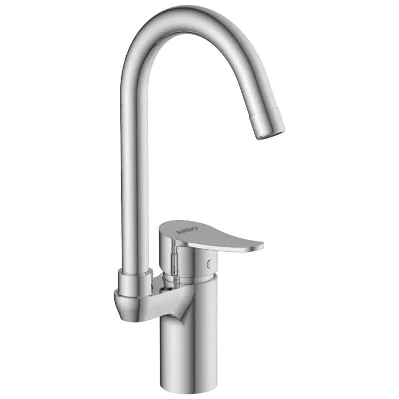PR-2142 Single Lever Basin Mixer With Swinging Spout With Braided Hoses (Table Mounted Model)