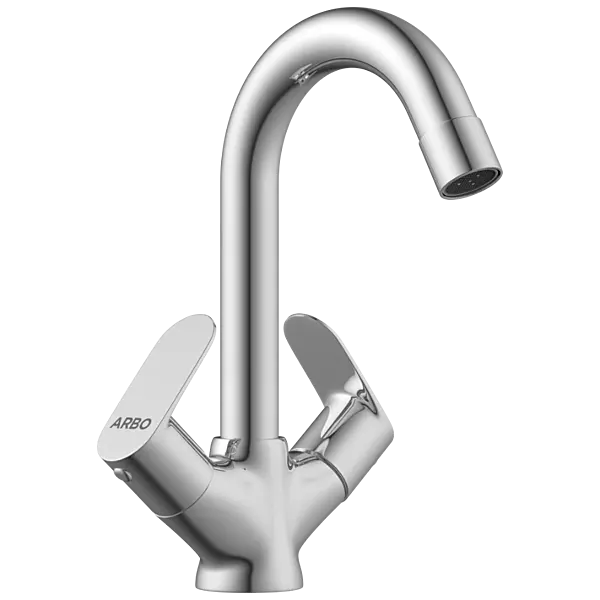 SL-2615 Center Hole Basin Mixer With Swinging Spout With Braided Hoses (Table Mounted Model)