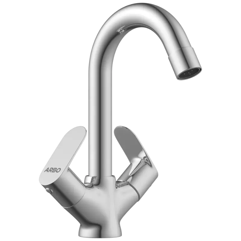 SL-2615 Center Hole Basin Mixer With Swinging Spout With Braided Hoses (Table Mounted Model)