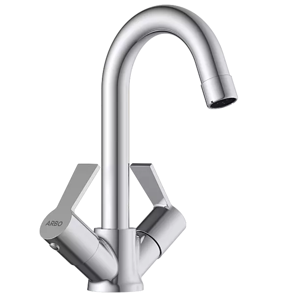 RL-4615 Center Hole Basin Mixer With Swinging Spout With Braided Hoses (Table Mounted Model)