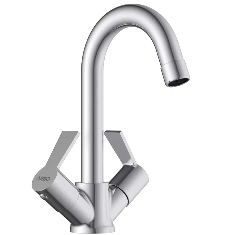 RL-4615 Center Hole Basin Mixer With Swinging Spout With Braided Hoses (Table Mounted Model)