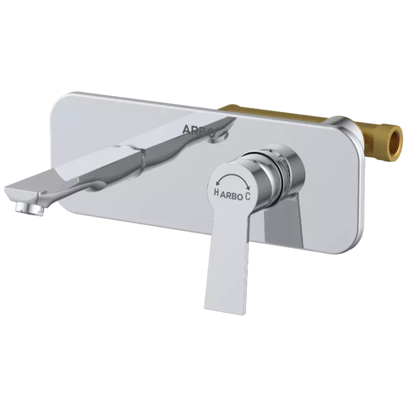 RL-4629 Concealed Body For Single Lever Basin Mixer Wall Mounted With Exposed Part Kit, Consisting Of Operative Lever, Basin Spout & Wall Flange