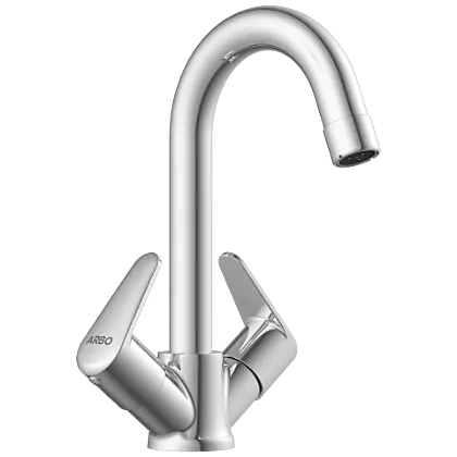 AL-1415 Center Hole Basin Mixer With Swinging Spout With Braided Hoses (Table Mounted Model)