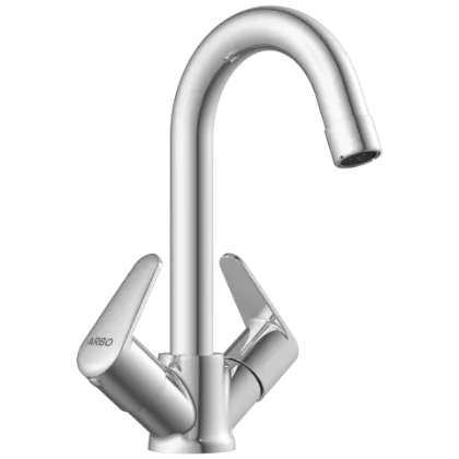 AL-1415 Center Hole Basin Mixer With Swinging Spout With Braided Hoses (Table Mounted Model)