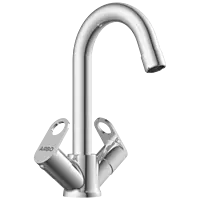 NE-1615 Center Hole Basin Mixer With Swinging Spout With Braided Hoses (Table Mounted Model)