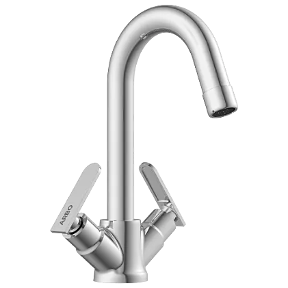 IX-2815 Center Hole Basin Mixer With Swinging Spout With Braided Hoses (Table Mounted Model)
