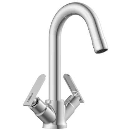 IX-2815 Center Hole Basin Mixer With Swinging Spout With Braided Hoses (Table Mounted Model)
