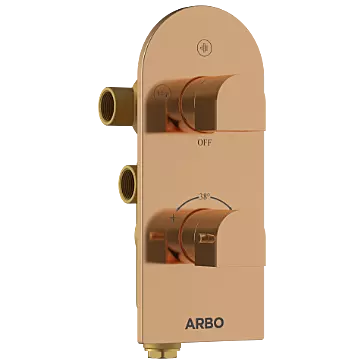DVT-RG-5610 2 Inlet 3 Outlet Thermostatic Diverter Body With Upper Part Set (Rose Gold)
