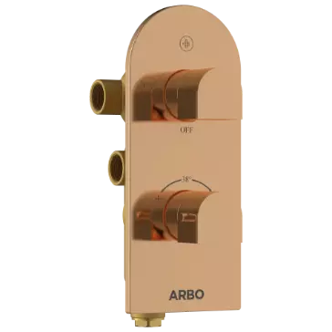 DVT-RG-5610 2 Inlet 3 Outlet Thermostatic Diverter Body With Upper Part Set (Rose Gold)