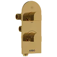 DVT-GG-5610 2 Inlet 3 Outlet Thermostatic Diverter Body With Upper Part Set (Glossy Gold)