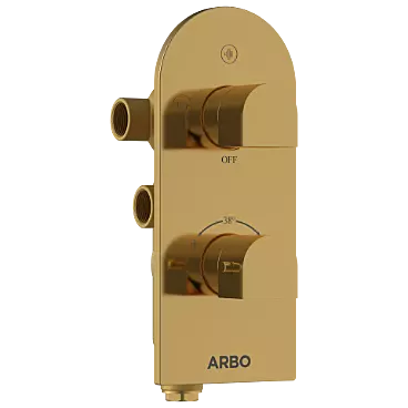 DVT-GG-5610 2 Inlet 3 Outlet Thermostatic Diverter Body With Upper Part Set (Glossy Gold)