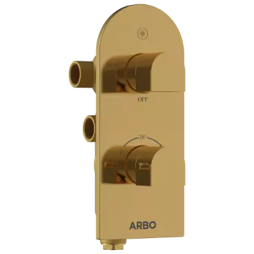 DVT-GG-5610 2 Inlet 3 Outlet Thermostatic Diverter Body With Upper Part Set (Glossy Gold)