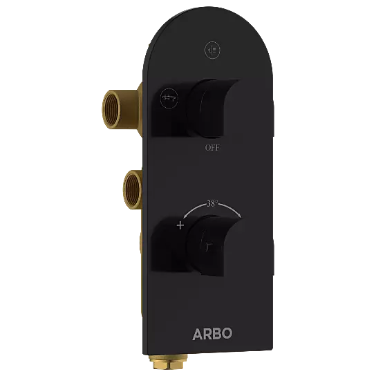 DVT-MB-5610 2 Inlet 3 Outlet Thermostatic Diverter Body With Upper Part Set (Matt Black)