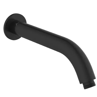 SHA-MB-37 Round Shape 12" Inch Long With 45° Bend Wall Mounted Shower Arm With Wall Flange (Matt Black)