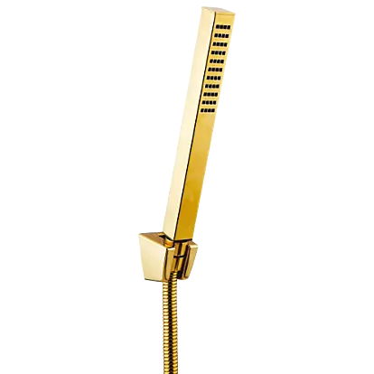 HS-GG-06 Single Function Square Hand Shower With Hook & 1.2 Mtr. S.S. Tube (Glossy Gold Finish)