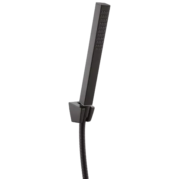HS-MB-06 Single Function Square Hand Shower With Hook & 1.2 Mtr. S.S. Tube (Matt Black Finish)
