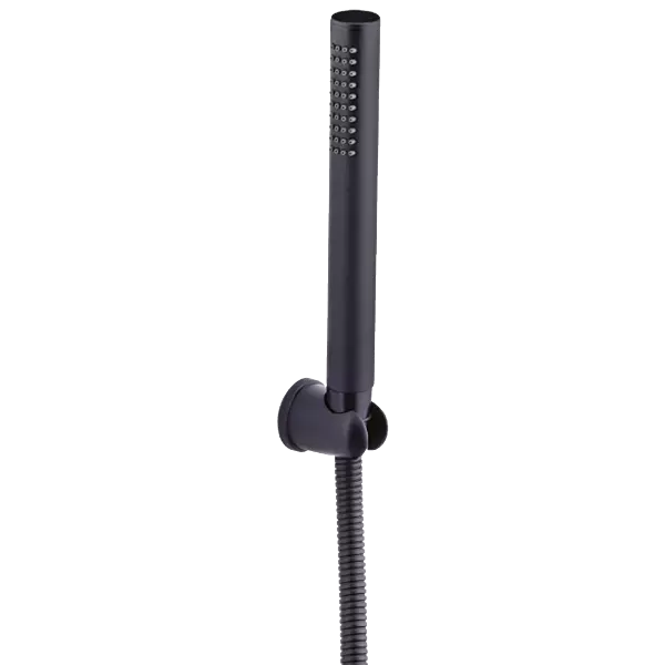HS-MB-07 Single Function Round Hand Shower With Hook & 1.2 Mtr. S.S. Tube (Matt Black Finish)