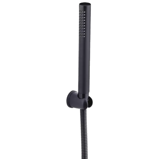 HS-MB-07 Single Function Round Hand Shower With Hook & 1.2 Mtr. S.S. Tube (Matt Black Finish)