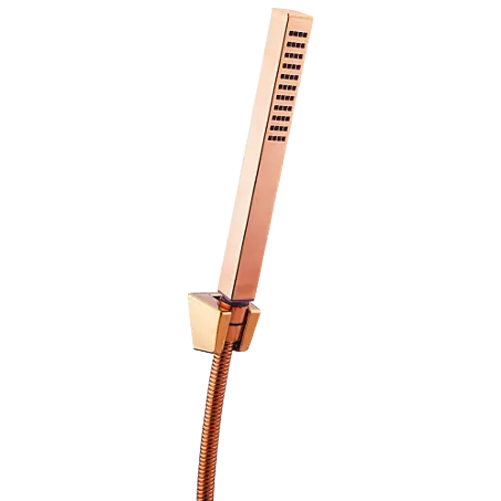 HS-RG-06 Single Function Square Hand Shower With Hook & 1.2 Mtr. S.S. Tube (Rose Gold Finish)
