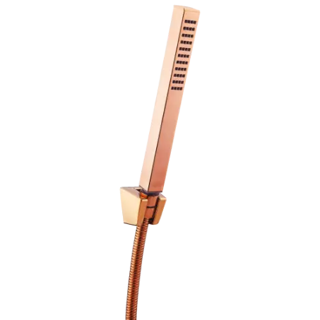 HS-RG-06 Single Function Square Hand Shower With Hook & 1.2 Mtr. S.S. Tube (Rose Gold Finish)