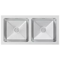 HMR-09 37" x 18" x 10" Inch Hand Made Double Bowl Kitchen Sink - Stainless Steel
